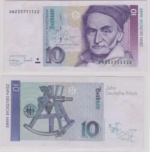 T144258 Banknote 10 DM Deutsche Mark Ro. 303a Schein 1.Okt. 1993 KN DN 2337111Z2