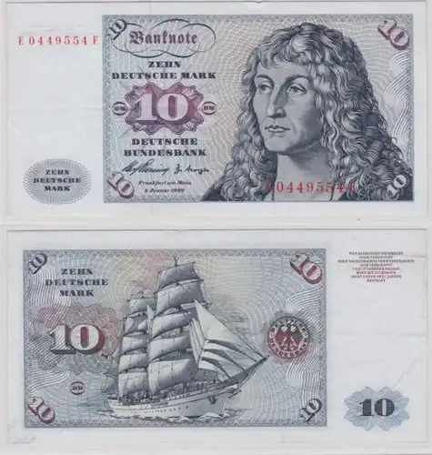 T143853 Banknote 10 DM Deutsche Mark Ro. 263a Schein 2. Jan. 1960 KN D 0449554 F