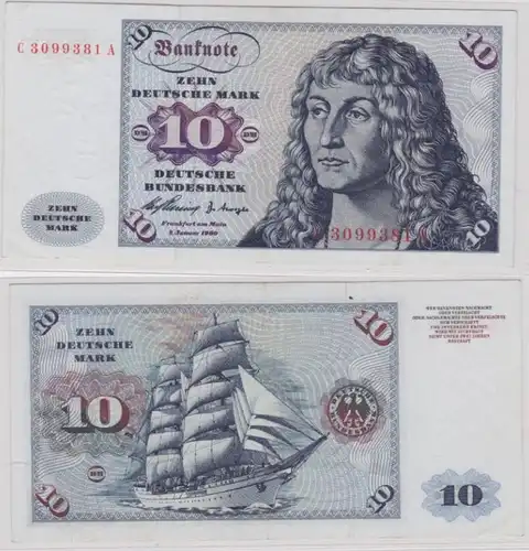 T143848 Banknote 10 DM Deutsche Mark Ro. 263a Schein 2. Jan. 1960 KN C 3099381 A