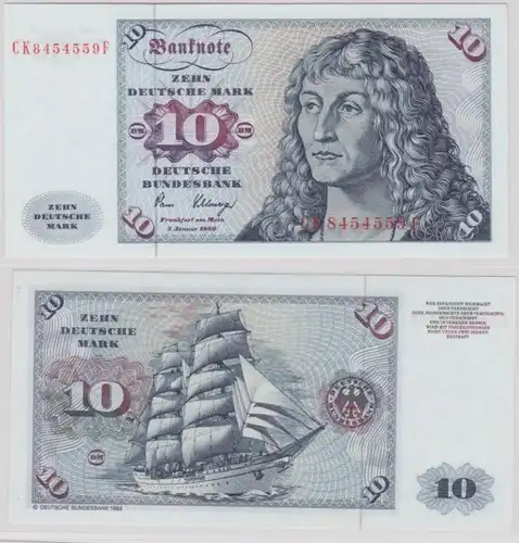 T143765 Banknote 10 DM Deutsche Mark Ro. 286a Schein 2.Jan. 1980 KN CK 8454559 J