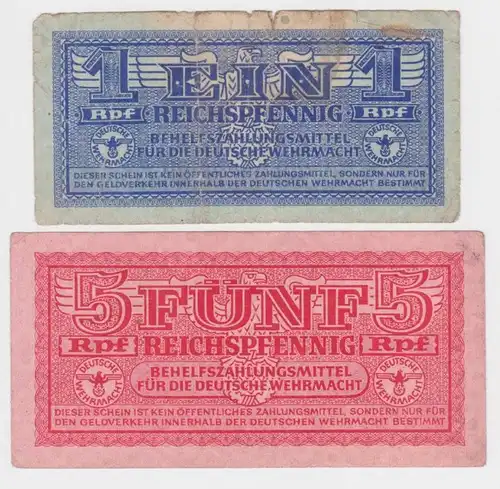 1 + 5 Reichspfennig, fonds de trésorerie pour la Wehrmacht allemande Ro.501-502 (154652)