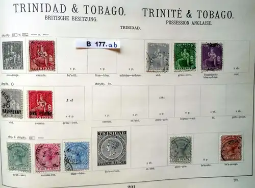 schöne hochwertige Briefmarkensammlung Trinidad & Tobago 1851 bis 1922