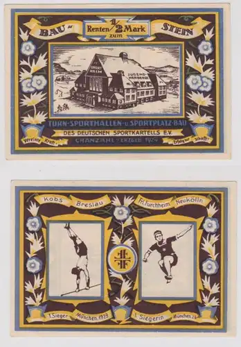 1/2 Rentenmark Banknote Baustein Turnhallenbau Cranzahl i.Erz. 1924 (151156)
