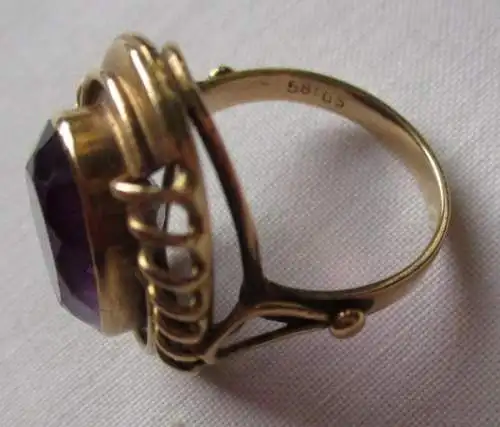 dekorativer großer 585er Gold Damenring mit schönem Amethyst (125357)