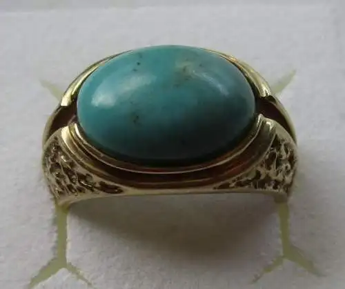 bague en or 375 de haute qualité avec pierre précieuse turquoise géante (126040)