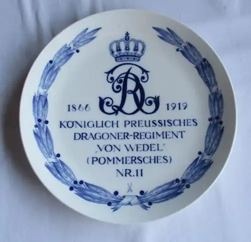 rare Meissen porcelaine assiette Dragoner Régiment Nr.11, 1919 (114589)