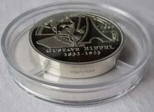 50 Euro Münze Frankreich 2009 Gustav Eiffel PP im Etui 5 Oz Silber (153024)