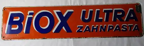 altes Original Emailschild Biox Ultra Zahnpasta Max Elb AG Dresden (152665)