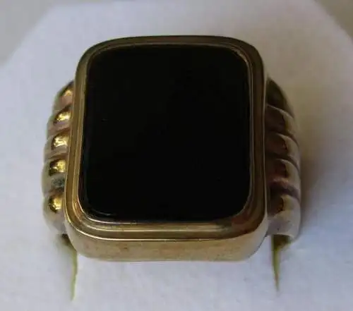 auffälliger 333er Gold Ring Siegelring mit riesigem Onyx Stein (103545)