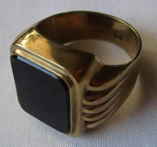 auffälliger 333er Gold Ring Siegelring mit riesigem Onyx Stein (103545)