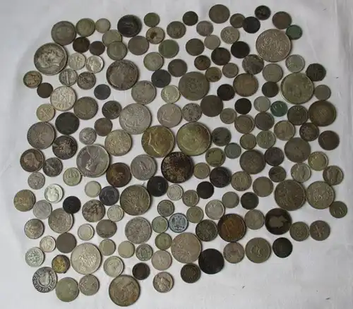 1,7 Kilo Silbermünzen Deutschland und aus aller Welt, ab ca. 1900 (153873)