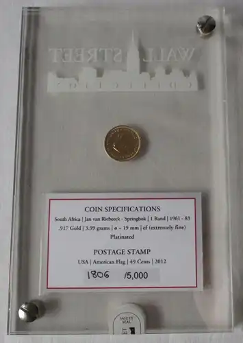 1 Rand Gold Pièce Afrique du Sud 1965 Au 1/10 Oz Wallstreet Collection 2012 (137174)