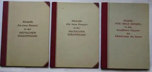 DDR Urkunden Nachlass 3 Urkunden Medaille f. treue Dienste Volkspolizei (101075)