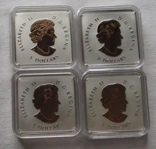 4x 3 Dollar Silber Münze Canada Kanada 30 Jahre Maple Leaf Quartet 2018 (120168)