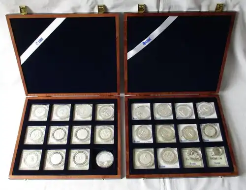 Sammlung Lillehammer 1992, 24 Medaillen 999er Ag mit Zertifikaten Etui (101374)