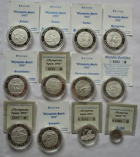 Collection Lillehammer 1992, 24 médailles 999 Ag avec certificats Etui (101374)