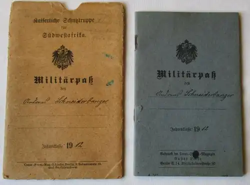 Militärpaß + Hülle Kaiserl. Schutztruppe Südwestafrika DSWA 9. Inf.Reg. (142617)