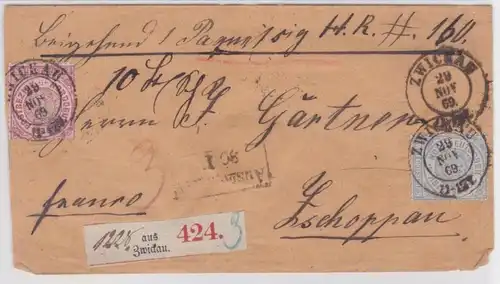 79229 seltener Paketbegleitbrief Zwickau Norddeutscher Postbezirk 29.11.1869