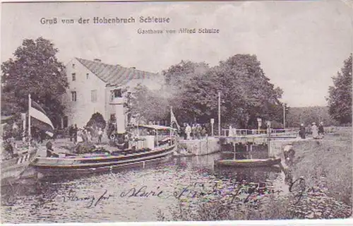 19034 Ak Gruß von der Hohenbruch Schleuse Gasthaus 1941
