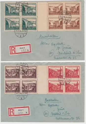 2 seltene SBZ R-Briefe mit Zusammendruck Thüringen 30.3.1946 (120507)