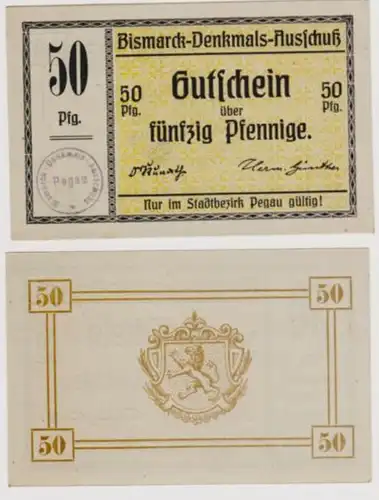 50 Pfennig Banknote Pegau Bismarck Denkmal Ausschuss ohne Datum (120726)