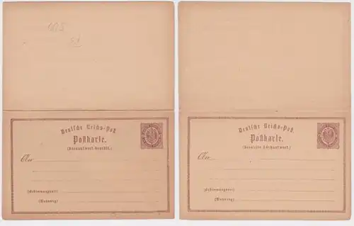 97464 DR Ganzsachen Postkarte Plattenfehler P3F Rückantwort bezahlt um 1874