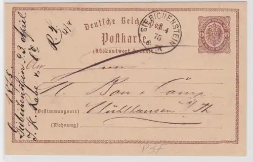 97468 DR Ganzsachen Postkarte Plattenfehler P3F Giebichenstein - Mühlhausen 1875