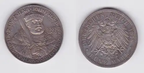5 Mark pièce d'argent Saxe Weimar Eisenach Uni Jena 1908 Chasseur 161 pce (142194)