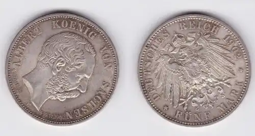 5 Mark pièce d'argent Albert Roi de Saxe 1902 E À la mort (150846)