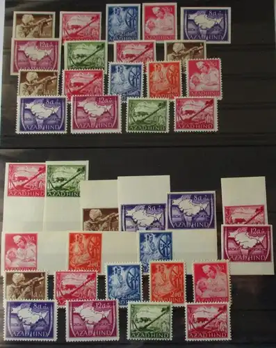 142457 Nationales Indien 37 Briefmarken Azad Hind 1943 postfrisch