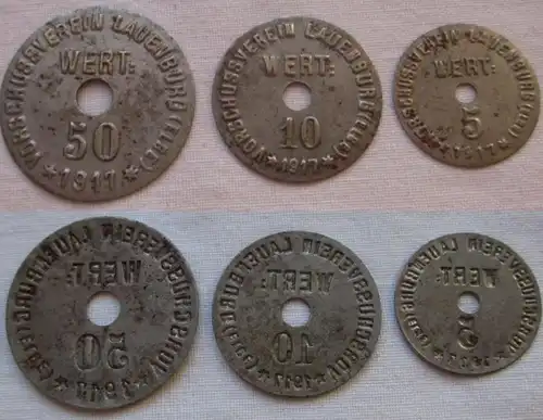 5, 10 et 50 pfennig fer pièces d'urgence monnaie d ' urgence avanceverein Lauenburg (131880)