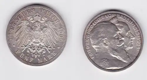 5 Mark pièce d'argent Baignade mariage d 'or 1906 chasseur 35 vz+ (149440)