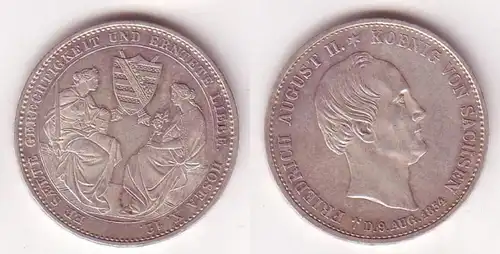 1 Ausbeutetaler Silber Münze Sterbetaler Friedrich August II. 1854 (105249)