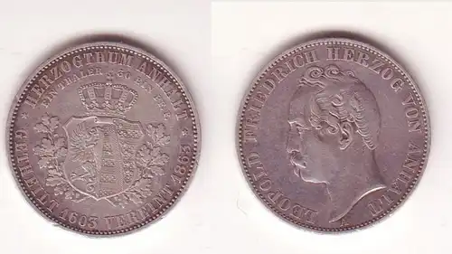 1 Taler Silber Münze Anhalt Vereinigung 1863 A (105014)