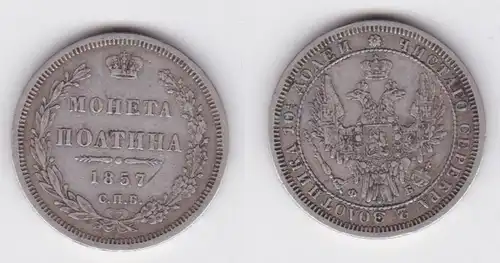 1/2 rouble Poltina pièce argent Russie 1857 (124525)