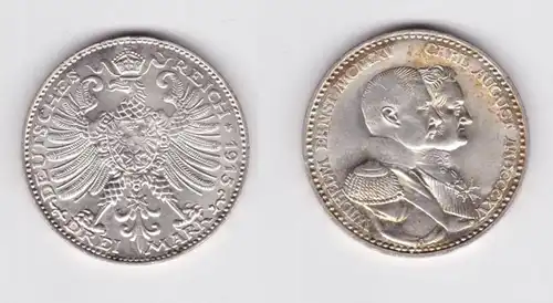 3 Mark pièce d'argent Saxe-Weimar-Eisenach 1915 100 Fête de l'année vz+ (141286)