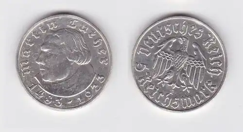 5 Mark argent pièce Martin Luther 1933 A chasseur 353 (131031)