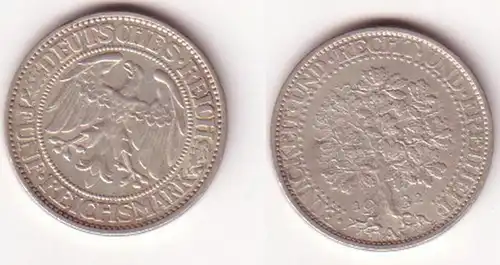 5 Mark Silber Münze Weimarer Republik Eichbaum 1932 A (MU0832)