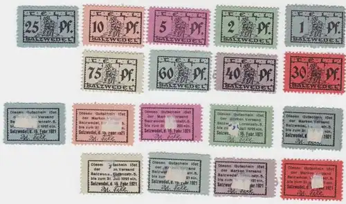 9 Banknoten Notgeld Salzwedel, Fa. Markenversand W.Tell 1921 (132641)