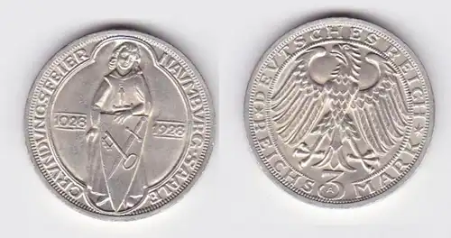 Pièce d'argent 3 Mark Fête de fondation Naumburg 1928 A (131499)