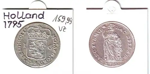 1 Gulden Silber Münze Holland 1795