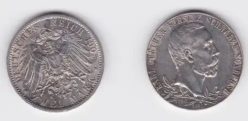 2 Mark Silber Münze 1905 Schwarzburg Sondershausen (150692)