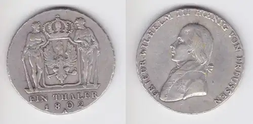 1 pièce de monnaie d'argent de Taler Prussen Friedrich Wilhelm III 1802 A f.vz (151176)