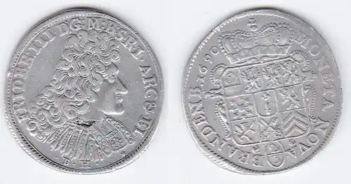 2/3 Taler Argent Münde Brandenburg 1690 Friedrich III. 1688-1701 (110876)