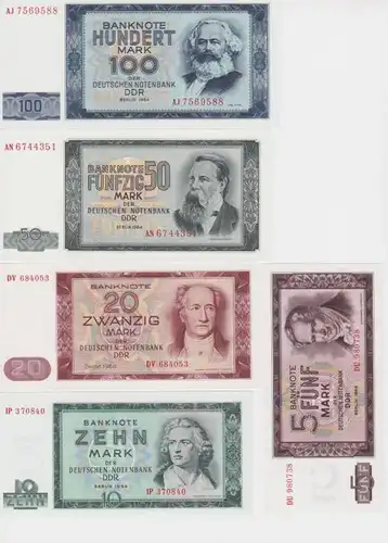 Billets 5 à 100 Mark DDR 1964 Entretien frais (154827)