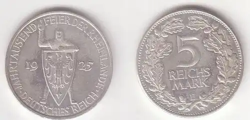 5 Mark Silber Münze 1000 Feier der Rheinlande 1925 E