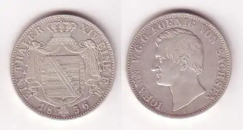 1 Taler Silber Münze Sachsen König Johann 1856 F (105214)