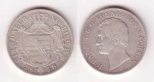 1 pièce d'argent de Taler Sachsen Roi Jean 1856 F (105214)