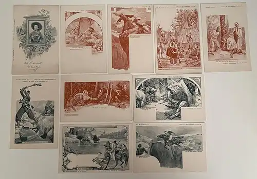 96269 série rare avec 10 cartes Karl May Old Shatterhand vers 1900