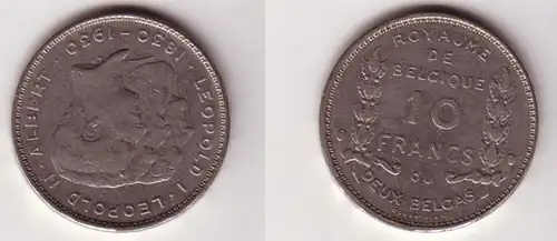 10 francs / 2 Belgas nickel pièce Belgique 1930
